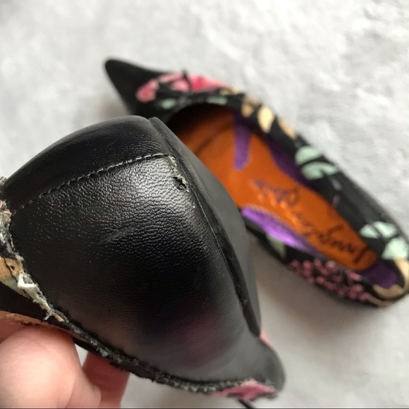 Irregular Choice Black Pointed Toe Floral Bow Flat - Picture 10 of 12